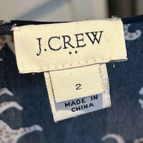 J.Crew Navy Leopard Cat Print Short Sleeve A-Line Wrap Dress Size 2 Tie Waist - Picture 8 of 16